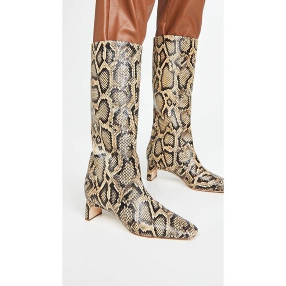 Loeffler Randall Leighton Sahra Tall Snake Leather Printed Boot 6.5 NEW $695